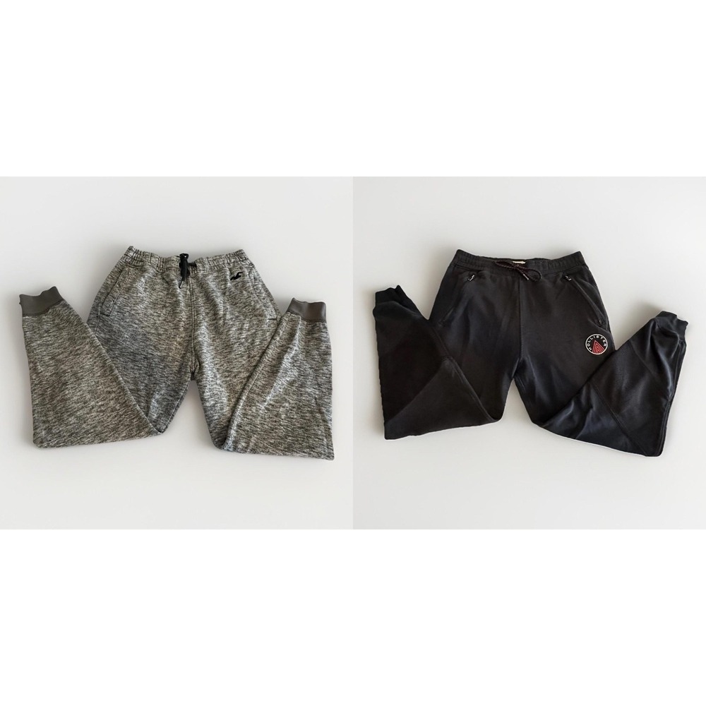 Lot Hollister Men's XS Jogger Sweatpants Black Gray Logo‎ Preppy Y2K Athleisure
